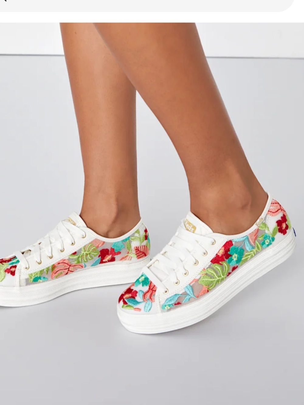 Keds Triple Kick Tropical Embroidered Platform Sneakers Size 8.5 US